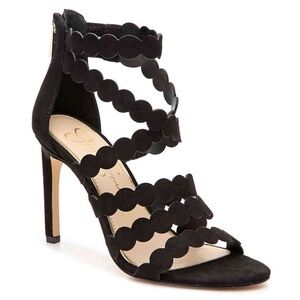 JESSICA SIMSPSON Centinoa black suede suede strappy heels w/ back zipper sz 10